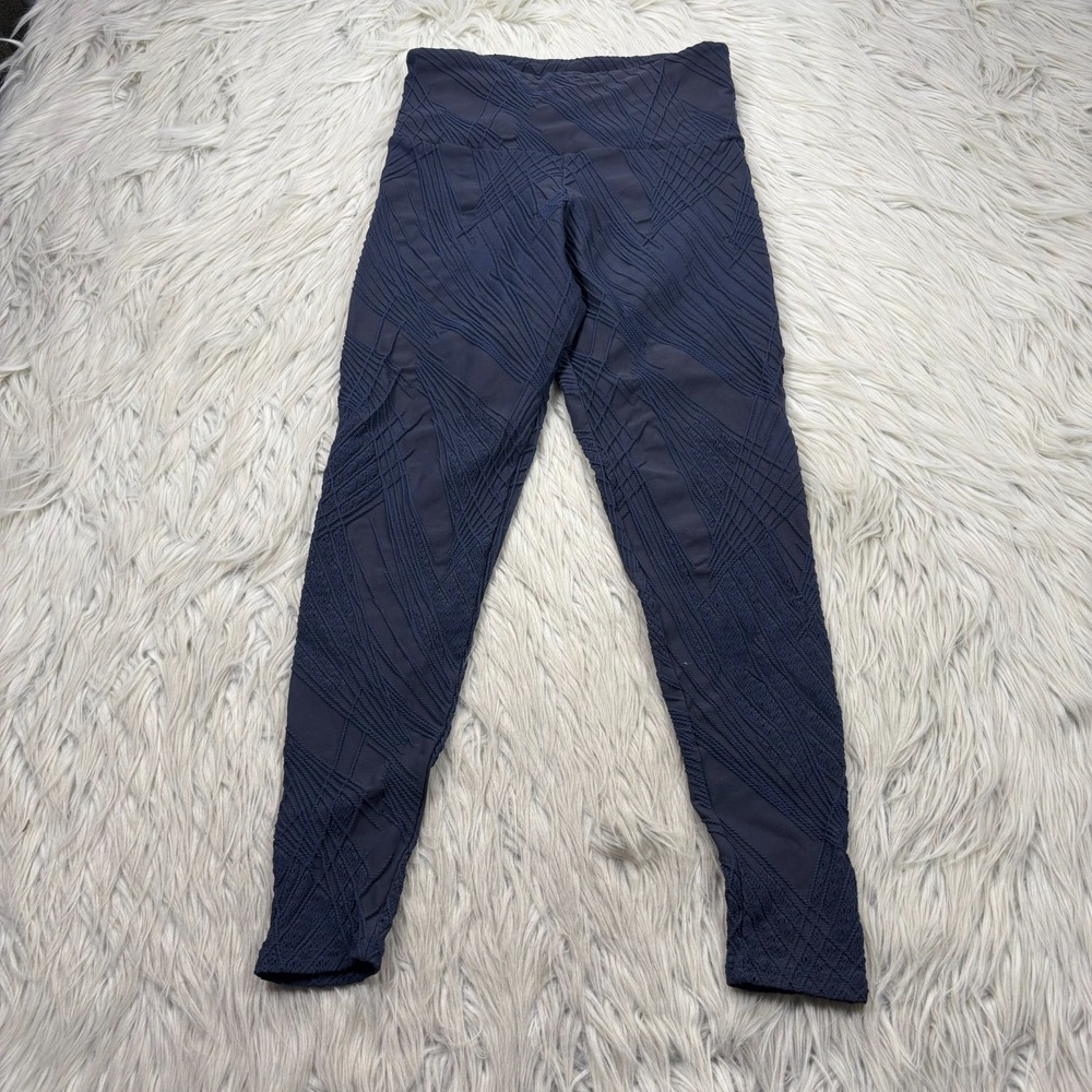 Onzie Women's S / M Navy Blue Selenite Textured Open Knit Mesh 7/8 Legging Yoga